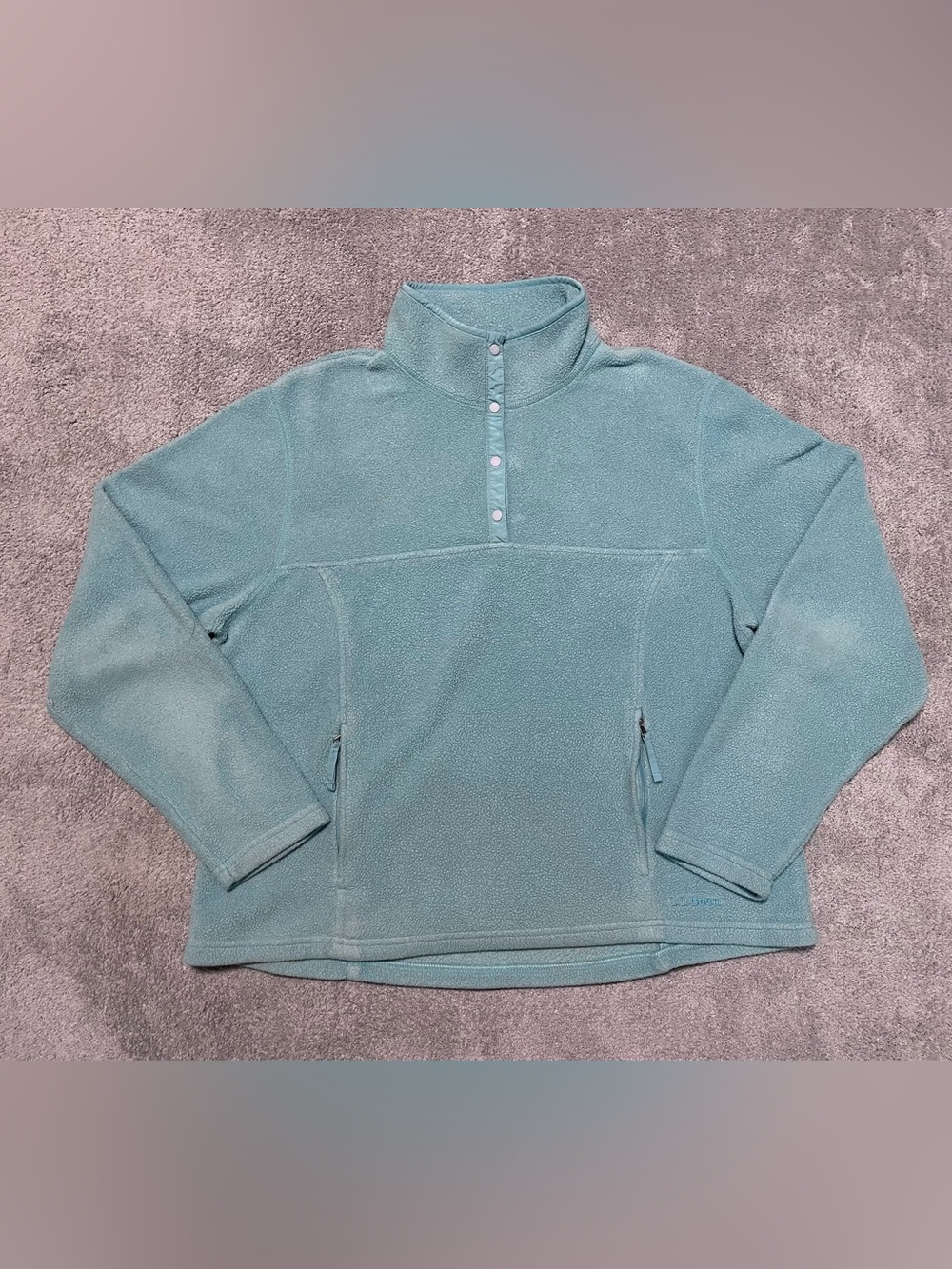 Vintage L.L. Bean Snap Neck Fleece Pullover Womens XL Aqua Seafoam Y2K